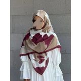Pamuklu Vera Desen Eşarp-Bordo