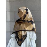 Pamuklu Vera Desen Eşarp-Siyah/Gold