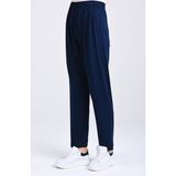 Pamuklu Viskon Ince Yazlık Cepli Jumbo Penye Pijama Pantolon Lacivert - S-M