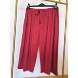 Pamuklu Viskon Ince Yazlık Cepli Penye Kapri Pijama Pantolon Bordo - 5xl