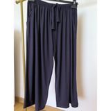 Pamuklu Viskon Ince Yazlık Cepli Penye Kapri Pijama Pantolon Lacivert - 3xl