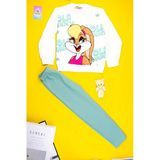 Pamuklu Yumuşacık Desenli Kız Çocuk Sweat ve Tayt Takımı 3-7 Yaş
