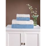 Pamuklu4'lü Banyo Havlu Seti Hamam Takımı Seti Günlük Çeyizlik Banyo Havlusu - 70 x 140 cm - Mavi