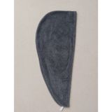 Pamuva Bambu %100 Pamuk Saç Havlusu | Havlu Bone | Düğme ve Lastik Detaylı - Hafif ve Yumuşak Doku - Füme - 25 x 65 cm