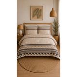 Pamuva Çift Kişilik Nevresim Takımı %100 Pamuk 200X220 | Lastikli Çarşaflı 160X200 - Bej - Kahverengi - 200 x 220 cm