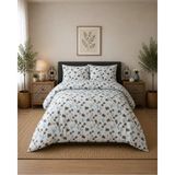 Pamuva Çift Kişilik Nevresim Takımı %100 Pamuk 200X220 | Lastikli Çarşaflı 160X200 - Kahverengi - Mavi - 200 x 220 cm