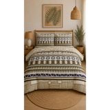 Pamuva Çift Kişilik Nevresim Takımı %100 Pamuk 200X220 | Lastikli Çarşaflı 160X200 - Mor-Yeşil - 200 x 220 cm