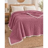 Pamuva Müslin Çift Kişilik Yatak Örtüsü %100 Pamuk | Battal Boy 240X280 | 4 Kat Müslin Bambu - Pembe - 240 x 280 cm