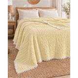 Pamuva Müslin Çift Kişilik Yatak Örtüsü %100 Pamuk | Battal Boy 240X280 | 4 Kat Müslin Bambu - Sarı - 240 x 280 cm