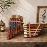 Pan Flüt 8’Li Bambu El Yapımı Otantik Müzik Aleti Dekoratif Üflemeli Çalgı