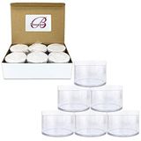 PANA Beauticom 4 oz. (120 g/120 ML, Miktar: 6 Adet) Kalın Duvar Yuvarlak Sızdırmaz Şeffaf Akrilik Kavanozlar Güzellik için Kapaklı, Krem (6 Adet (6 Kavanoz + Kapak Birlikte), BEYAZ)