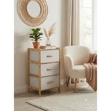 Panalı 3 Çekmeceli Bambu Kabin - Çok Amaçlı Organizer Şifonyer (78.5 x 37 x 34.5 Cm) - Bej