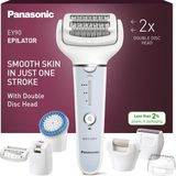 Panasonic ES-EY90 Kadın Islak/kuru Epilatörü, 60 Cımbızlı Çift Disk, 90° Dönebilen Başlık, 3 Hız ve LED Işık, 30 Dk. Operasyon, Kablosuz, Epilasyon, Tıraş ve Ayak Bakım Başlığı