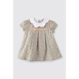 Panço Dress Standart Elbise Kız Çocuk Çiçek Desenli Elbise Turuncu