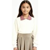 Panço Ekru Renkli Kız Çocuk Uzun Kollu Tişört Günlük Stil 9 Yaş Bisiklet Yaka
