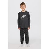 Panço Erkek Çocuk Dinozor Baskılı Antrasit Pijama Takımı - Gri - 7 Yaş