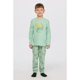 Panço Erkek Çocuk Dinozor Desenli Turkuaz Pijama Takımı - Mavi