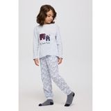 Panço Erkek Çocuk Ev Desenli Mavi Pijama Takımı - 3 Yaş