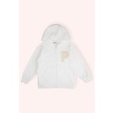 Panço Erkek Çocuk Fermuarlı Kapüşonlu Ön Ve Arka Bedeni Nakışlı Ekru Sweatshirt