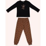 Panço Erkek Çocuk Pizza Baskılı Siyah Pijama Takımı