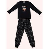 Panço Erkek Çocuk Uzay Baskılı Siyah Pijama Takımı