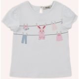 Panço Kız Bebek Baskılı Beyaz Tişört - 12 - 18 Ay