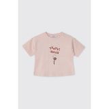 Panço Kız Bebek Baskılı Kısa Kollu Pembe Tişört - 4 Yaş