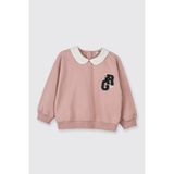 Panço Kız Bebek Bebe Yaka Pembe Sweatshirt