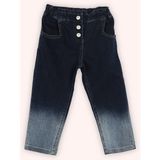 Panço Kız Bebek Beli Lastikli Boru Paça Çıt Çıt Detaylı Lacivert Kot Pantolon - 0 - 6 Ay
