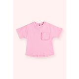 Panço Kız Bebek Cebi Fırfır Detaylı Pembe Tişört