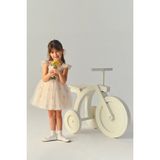 Panço Kız Bebek / Çocuk Çiçek Desenli Tül Ekru Abiye Elbise - 7 Yaş - Bej