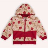 Panço Kız Bebek Elma Desenli Fermuarlı Bej Sweatshirt - 3 Yaş