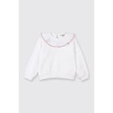 Panço Kız Bebek Fırfır Yaka Detaylı Su Taşı Detaylı Beyaz Sweatshirt