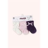 Panço Kız Bebek Fiyonklu Renkli Soket Çorap Set