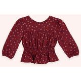 Panço Kız Bebek Kalp Desenli Bordo Bluz - Kırmızı - 0 - 6 Ay