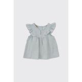 Panço Kız Bebek Kolları Fırfırlı Yumuşak Dokulu Müslin Mavi Bluz - 3 Yaş