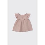 Panço Kız Bebek Kolları Fırfırlı Yumuşak Dokulu Müslin Pembe Bluz