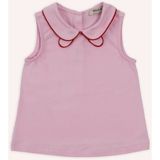 Panço Kız Bebek Kolsuz Pembe Tişört Bebe Yaka Detaylı Günlük Stil Örme Kumaş - 0 - 6 Ay