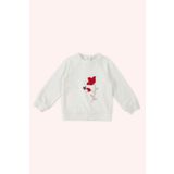 Panço Kız Bebek Nakış Detaylı Ekru Sweatshirt