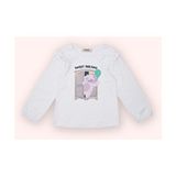 Panço Kız Bebek Uzun Kollu Beyaz Tişört Modal Malzemeden Regular Fit Kesim ile - 0 - 6 Ay