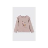 Panço Kız Bebek Uzun Kollu Pamuk Tişört Pudra Renk Günlük Stil Regular Fit - Pembe - 4 Yaş