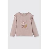 Panço Kız Bebek Uzun Kollu Pamuk Tişört Pudra Renk Günlük Stil Regular Fit - Pembe