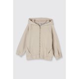 Panço Kız Bebek Yumuşak Dokulu Fermuarlı Bej Sweatshirt