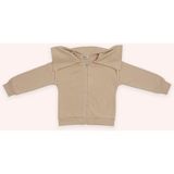 Panço Kız Çocuk Bej Sweatshirt Geniş Yaka Fermuarlı Uzun Kollu Ekstra Rahat Tasarım - 4 Yaş