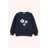 Panço Kız Çocuk Çiçek Aplike Detaylı Lacivert Sweatshirt