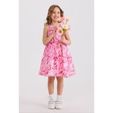 Panço Kız Çocuk Çiçek Desenli Elbise - 12 Yaş - Pembe