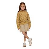 Panço Kız Çocuk Çiçek Desenli Hardal Sweatshirt 7 Yaş (122 cm)