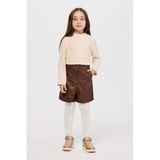 Panço Kız Çocuk Deri Camel Şort 8 Yaş (128 cm)