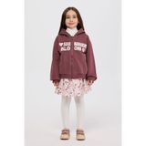 Panço Kız Çocuk Fermuarlı Bordo Sweatshirt