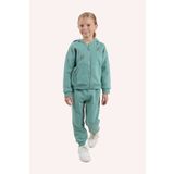 Panço Kız Çocuk Fermuarlı Yeşil Sweatshirt